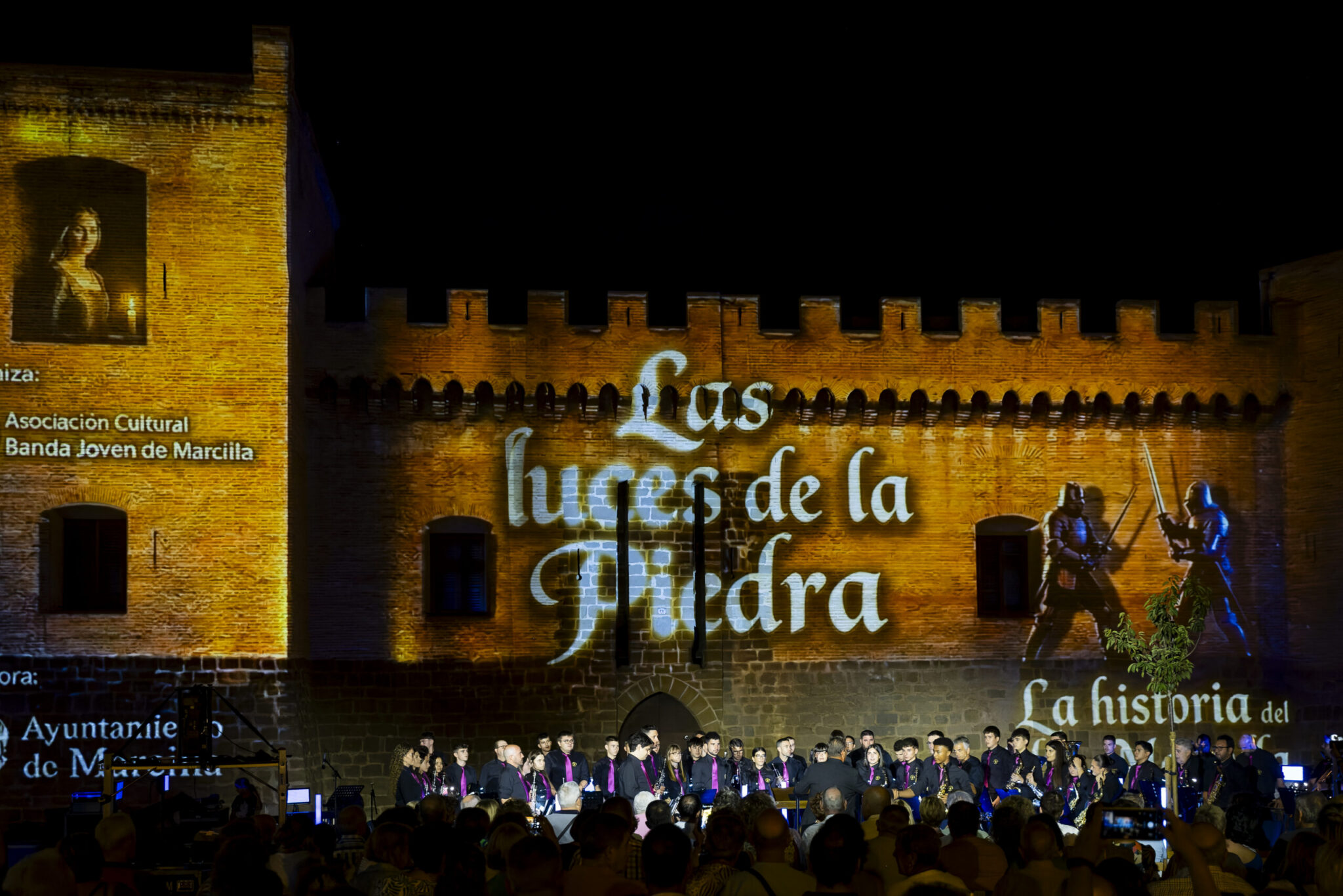 Espectáculo de videomapping Las Luces en la Piedra proyectado sobre el Castillo de Marcilla